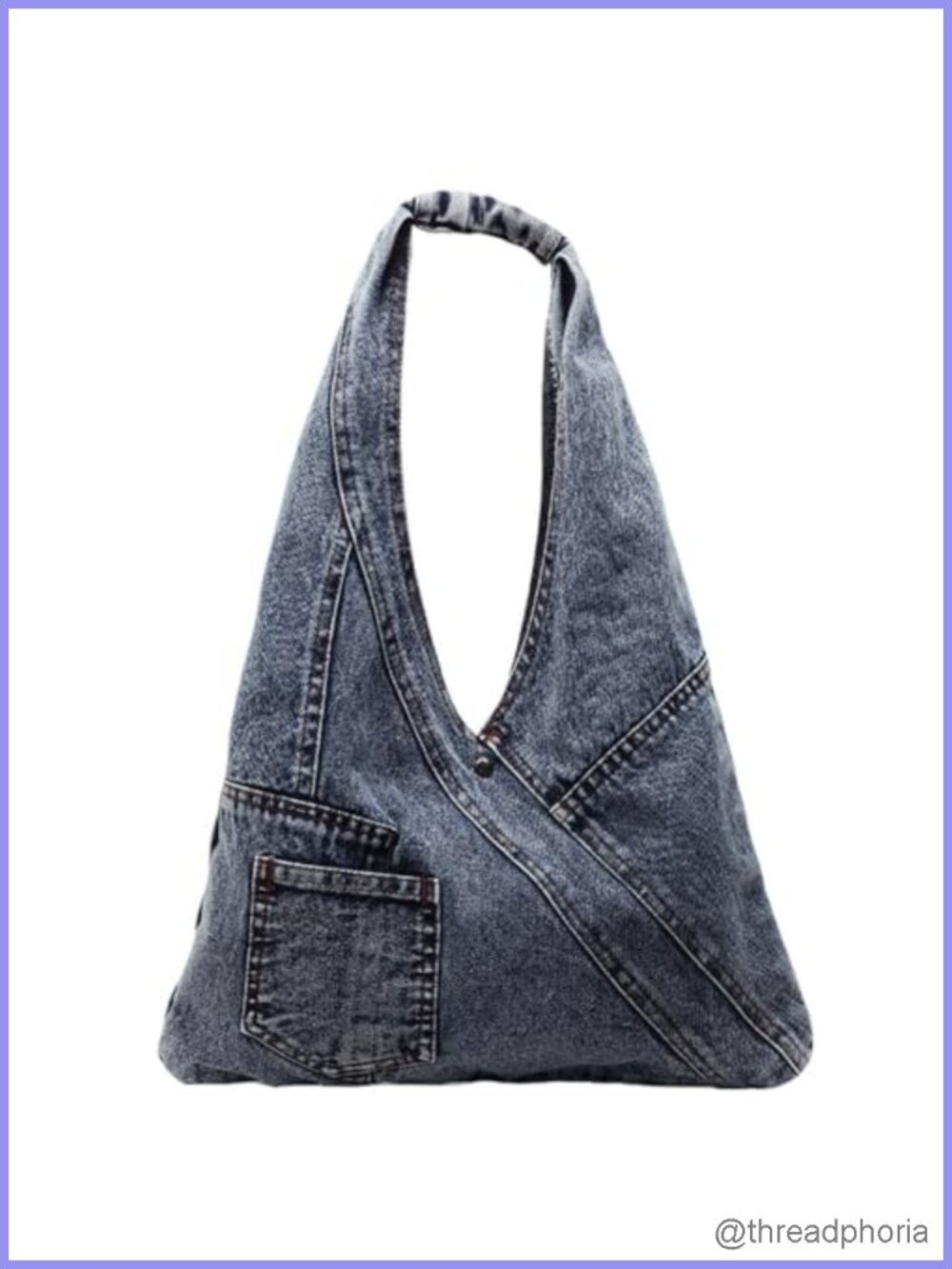 Denim Hobo Shoulder Bag Tote Handbag with Magnetic Closure